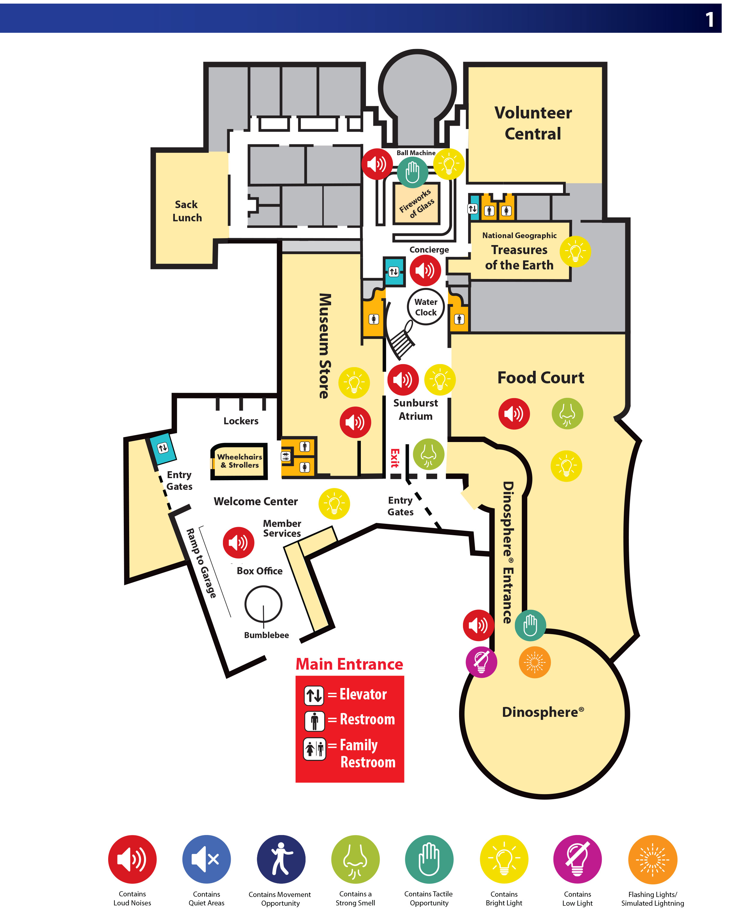 Map of Level 1 of The Children's Museum.